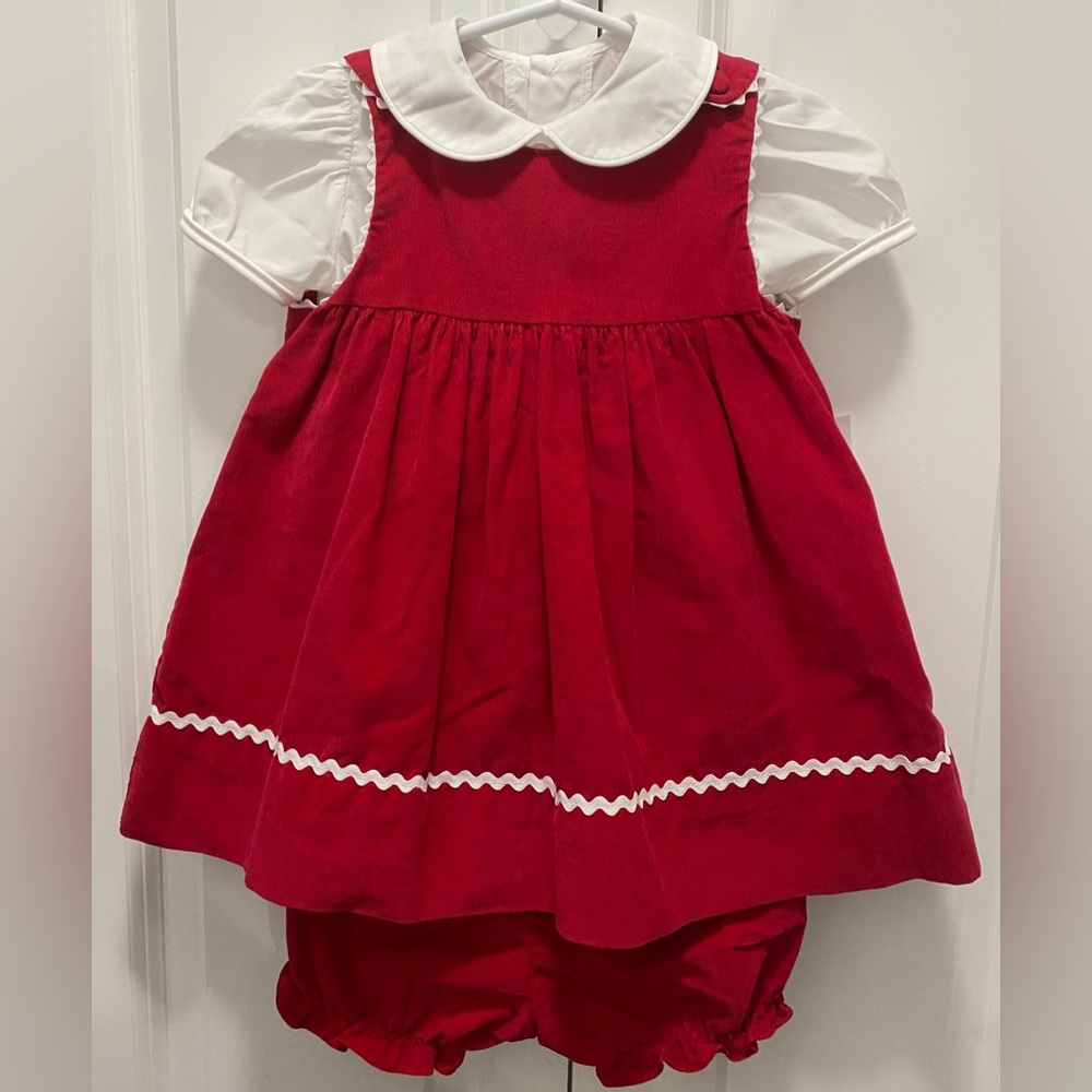 Petit Ami Red with White Accents Christmas Dress